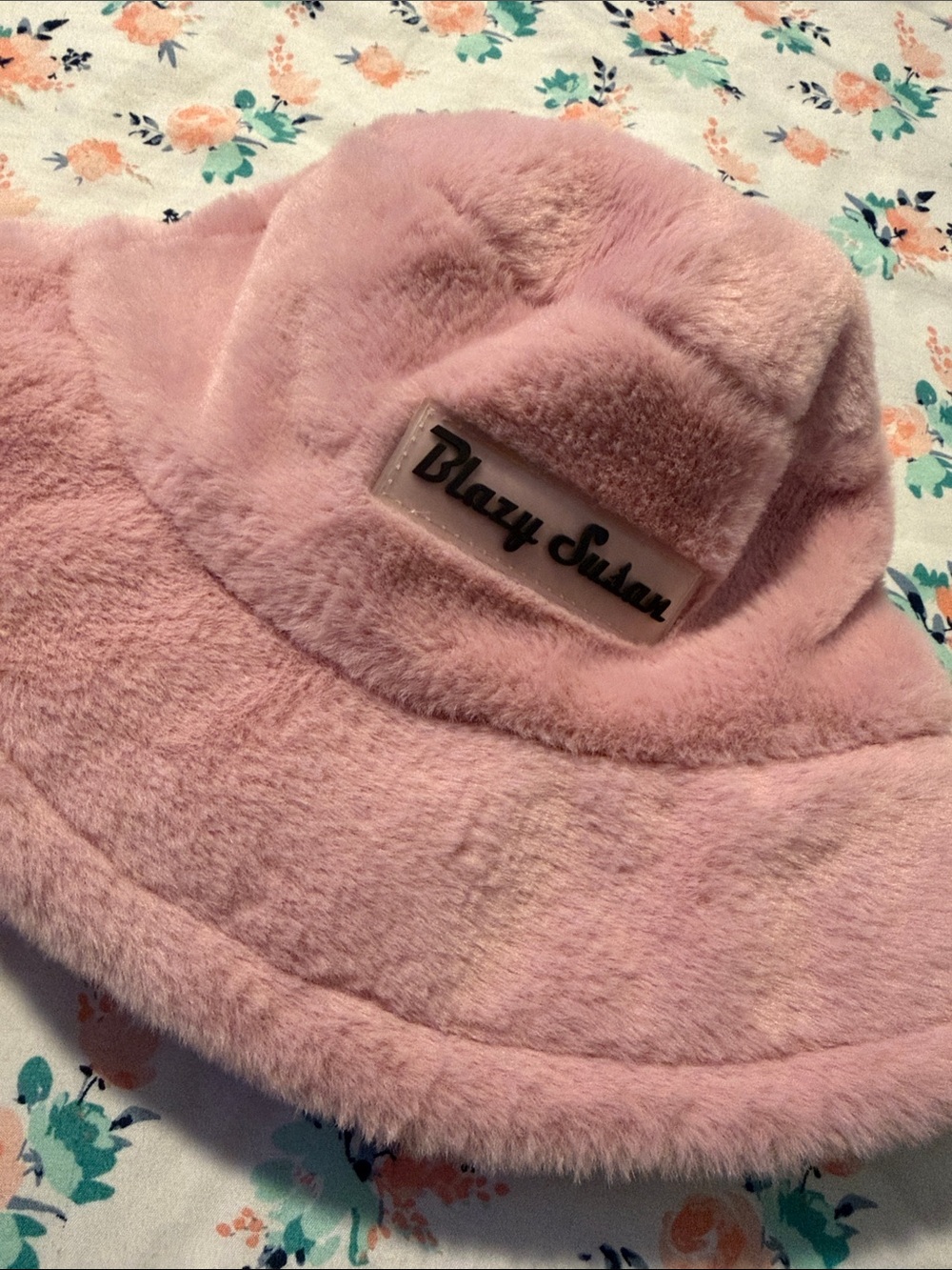 Pink Faux Fur Bucket Hat